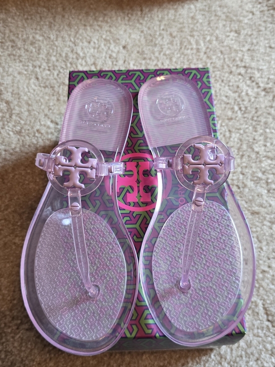 Tory Burch Shoes - Tory Burch Pink Jelly Logo Thong Sandals